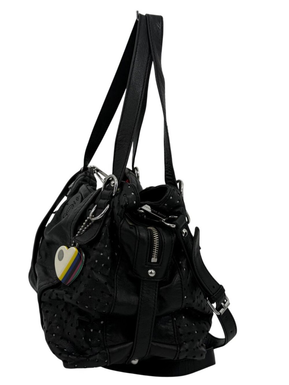 RARE VTG Juicy Couture Perforated Leather Triple-Compartment Crossbody Hobo Bag - Picture 9 of 16